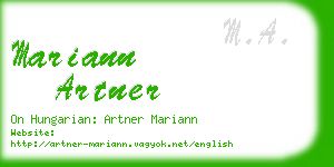 mariann artner business card